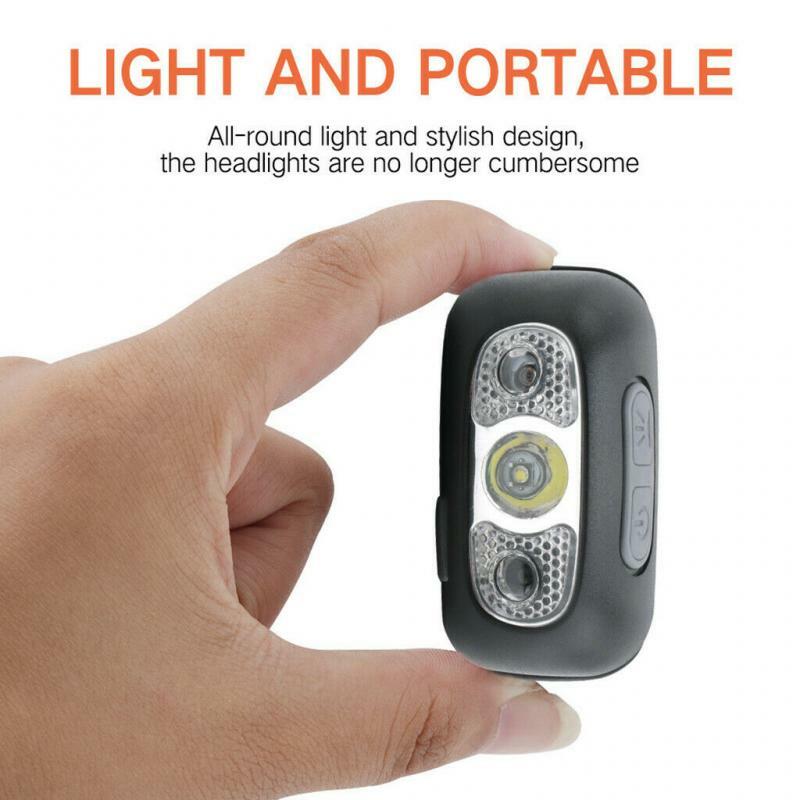 Linterna de cabeza LED con detección de carga USB, luz potente portátil para pesca nocturna, para exteriores, detección inteligente