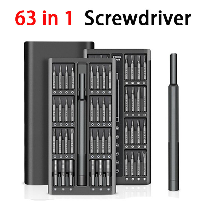 25/63 em 1 conjunto de chave de fenda precisão chave de fenda magnética bits mini ferramenta caso desmontável para casa inteligente reparo do telefone pc