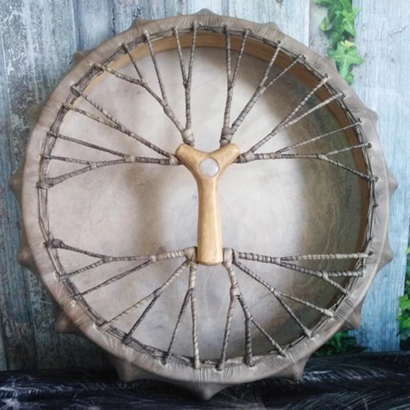 Diseño de decoración del árbol de la vida del tambor chamánico hecho a mano, música del espíritu siberiano con baquetas, adorno para el hogar, 25CM