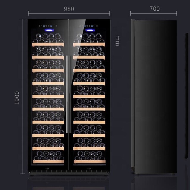 Factory Direct Sale Wine Cooler Dual-zone Wooden Display Wine Cabinet With Temperature Control