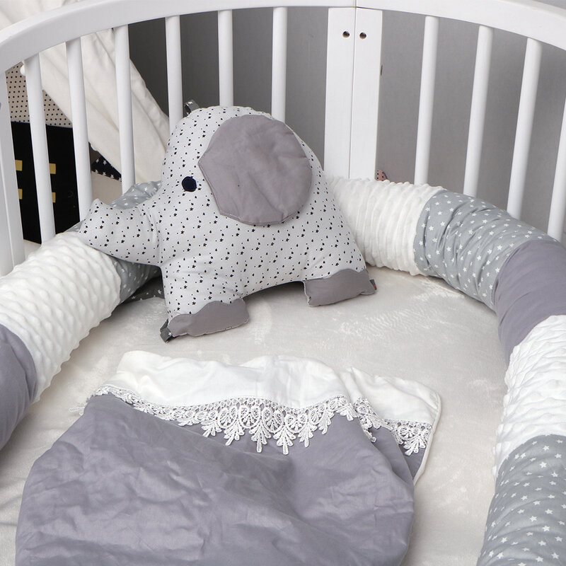 Ropa de cama de algodón para bebé, cómoda costura, anticolisión, parachoques de bebé circundantes, barandilla para dormir para bebés lavable y extraíble