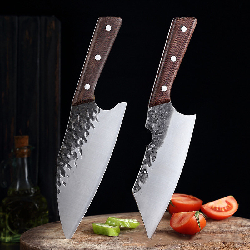 Кованый нож для костей, кухонный нож с узором, нож для мяса, нож для костей, нож для убоя, нож для кемпинга на природе