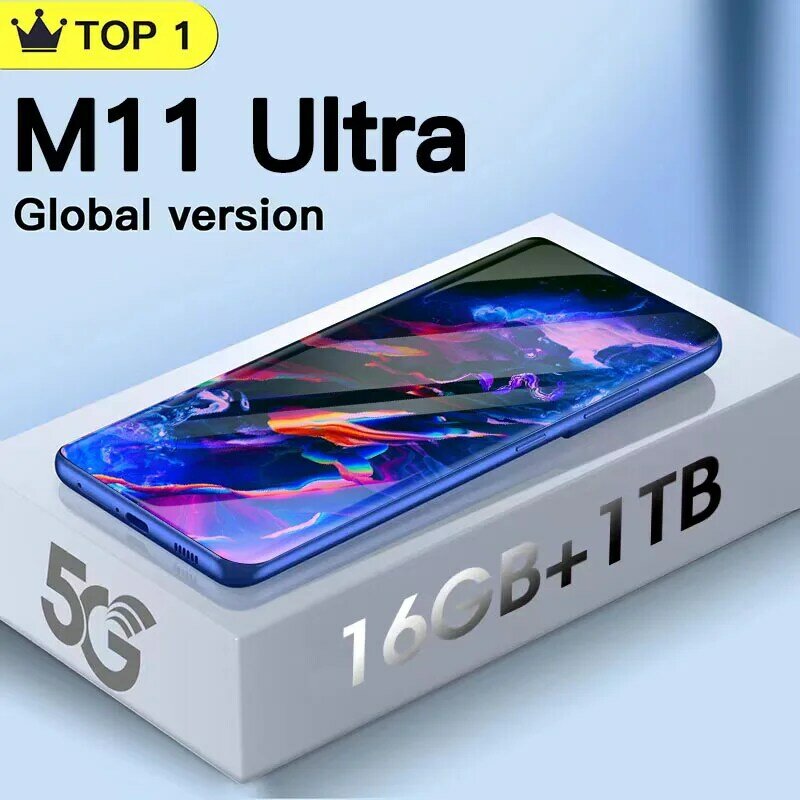 Telefono Android M11 Ultra telefoni cellulari 5G 16GB RAM 1TB ROM versione globale cellulare 10Core 24MP 48MP Smartphone 6800mAh Celular