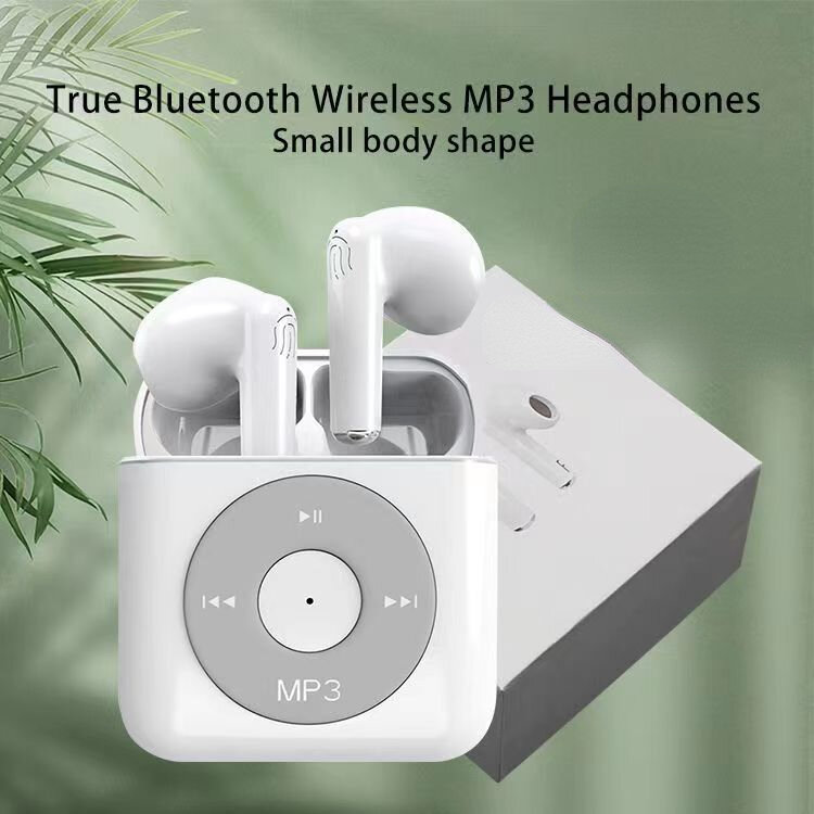 Mini เครื่องเล่นเพลงกล่อง MP3ไร้สายหูฟังตัดเสียงรบกวนหูฟังหน่วยความจำในตัวหูฟังบลูทูธสบาย