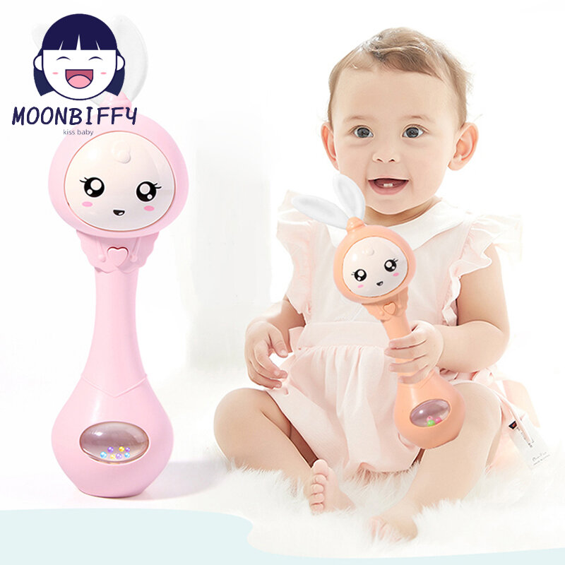 Sonagli musicali lampeggianti per bambini massaggiagengive sonaglio giocattolo campane a mano campane a mano di coniglio neonato giocattoli educativi precoci 0-12M