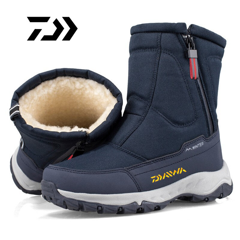 Daiwa inverno botas de pesca masculinas engrossado quente mais veludo antiderrapante sapatos de pesca sapatos de alta qualidade além de botas de esqui de veludo