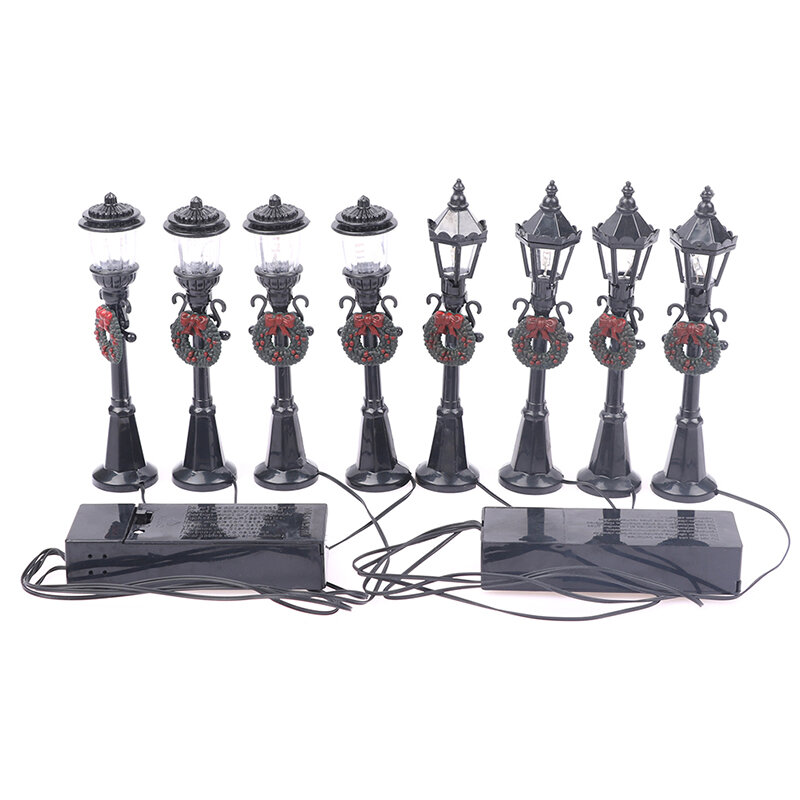Mini lampadaire de noël, 4 pièces, Mini lampe de rue pour maison de poupée, accessoires de jardin féerique Micro-paysage