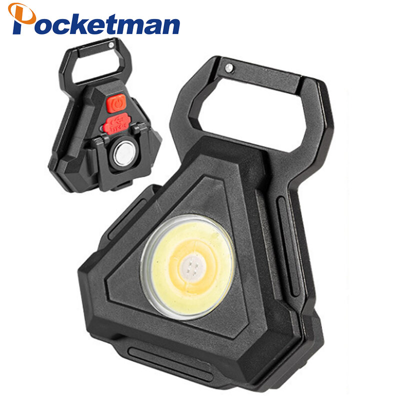 MINI LED Flashlight USB Rechargeable Keychain Light Powerful COB Torch Camping Lantern with Magnet Hook Corkscrew Floodlight