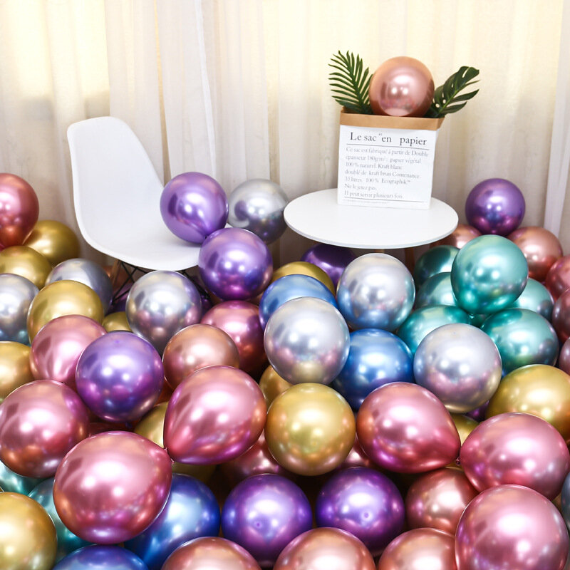 50 Buah Rose Gold Balon Lateks Metalik Krom Mengilap Dekorasi Pesta Ulang Tahun Anak Dewasa Mengembang Globos Perlengkapan Dekorasi Pernikahan