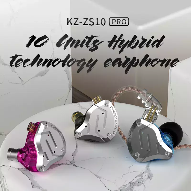 Kz ZS10 Pro 4BA + 1DD Hifi Metalen Headset Hybrid In-Ear Oortelefoon Sport Noise Cancelling Headset Kz Zsn pro Zst AS16 AS12 AS10 C16