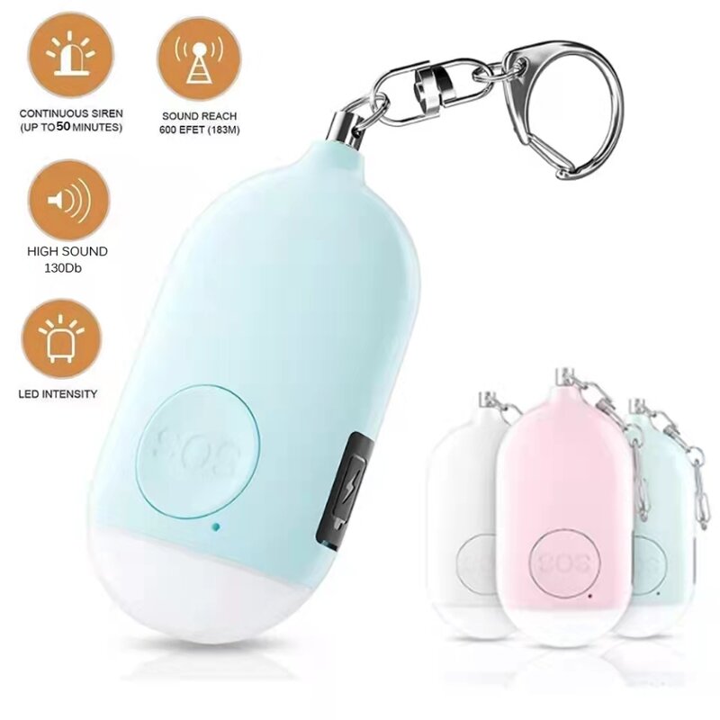 Novo mini alarme pessoal para mulheres meninas anti-lobo alarme chaveiro com botão de pânico super grande decibel alarme inteligente artefato