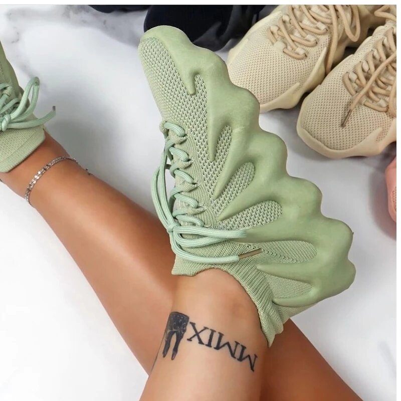 2022 Autumn New Women's Sports Run Shoes Fashionable Knitted Casual Shoes Outdoor Comfortable Couple Models Shoes Plus Size 43