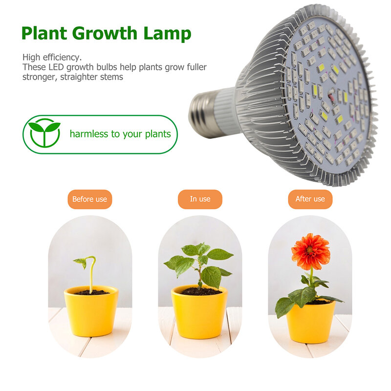 Luces Led E27 para crecimiento de plantas, lámpara de espectro completo para cultivo, iluminación interior, tienda hidropónica