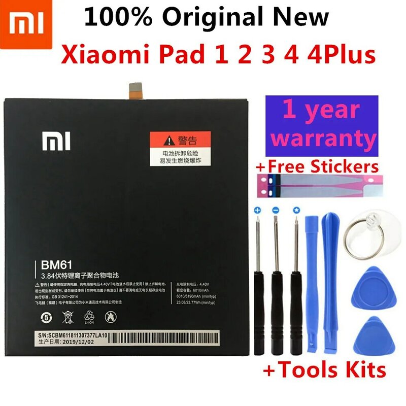 Xiaomi-Batería de repuesto original mi 100% para tableta, pilas de alta capacidad y herramientas para Xiaomi Pad 1, 2, 3, 4, 4 Plus, Mipad 1, 2, 3, 4 Plus