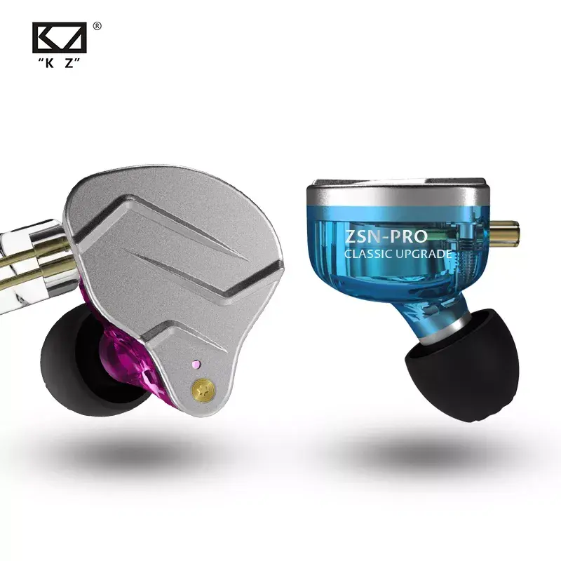 KZ-ZSN 프로 헤드폰, 1BA + 1DD HIFI 베이스 메탈 이어플러그, 움직임, 소음 감소, 라인 변경 가능