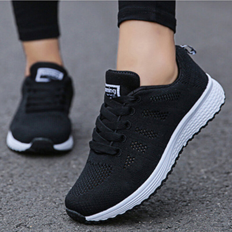 Women Summer Flats Mesh Breathable Ladies Shoes Lace Up Shoes For Woman Vulcanize Shoes Lightweight Footwear Femme Sneakers
