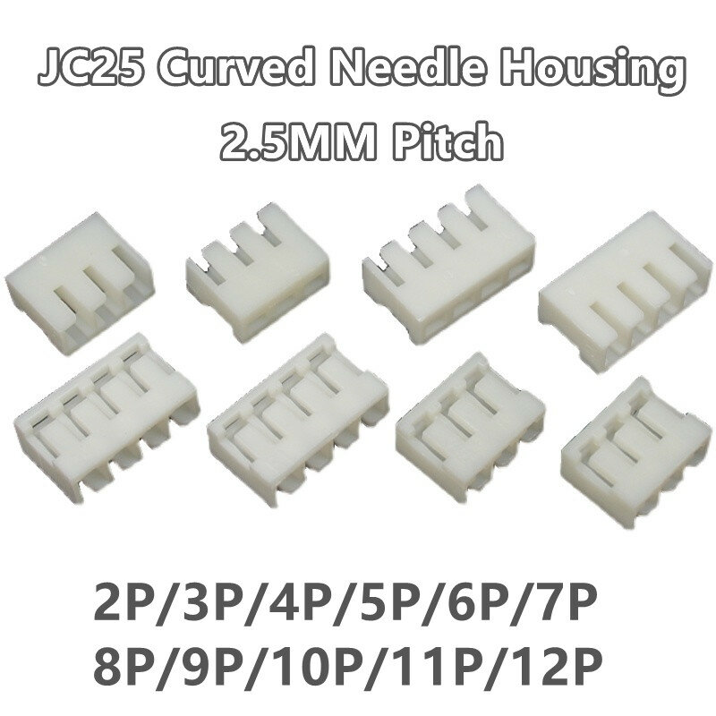 Lote de 100 piezas JC25, carcasa de plástico para enchufe, 2,5 MM, 2,54 MM, Paso 2P 3P 4P 5 P 6P 7P 8P 9P 10P 11P 12P, conector