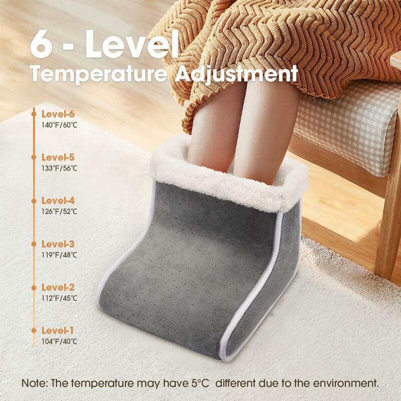 Riscaldamento elettrico stivali riscaldanti peluche scaldapiedi termico scarpe riscaldanti 6 marce controllo della temperatura scaldapiedi per terapia del calore