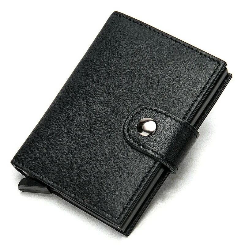 2022 uomini e donne d'affari porta carte di credito porta carte di credito portafoglio intelligente in pelle Rfid borsa nera per soldi Hasp sottile carteira masculina