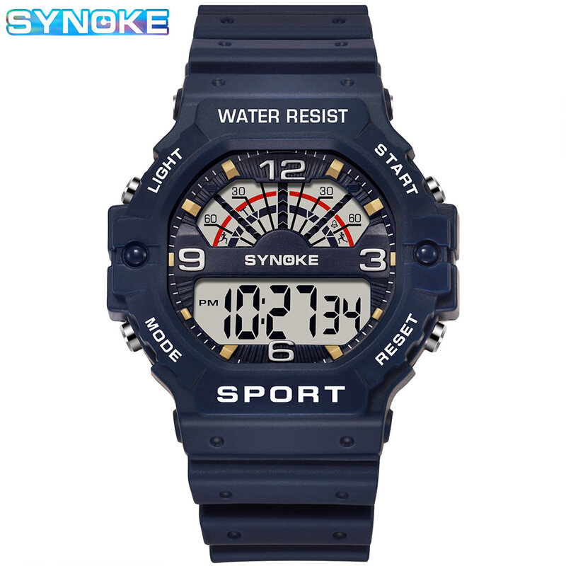 SYNOKE jam tangan militer Digital pria, arloji olahraga tahan air untuk pria dan wanita 2023