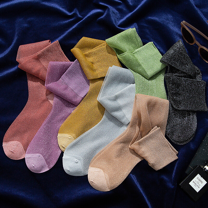 Kalb Socken frauen Ultra-dünne Kristall Strümpfe Japanischen Gold und Silber Seide Einfarbig Mode frauen Lolita sexy Strümpfe