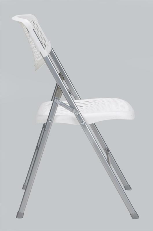 Пластиковый складной стул, 300 фунтов, Оценка веса, три крепления, белый, 4 шт. в упаковке