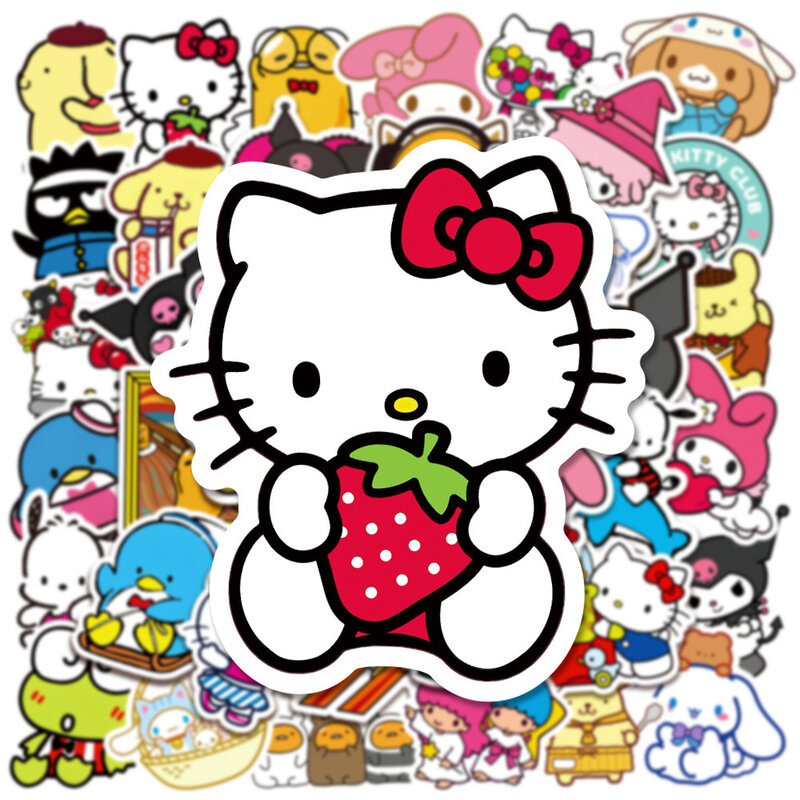 Pegatinas de Anime de Hello Kitty para niños, calcomanías de dibujos animados de Sanrio Mix, 10/30/50 piezas, decoración de diario, portátil, teléfono