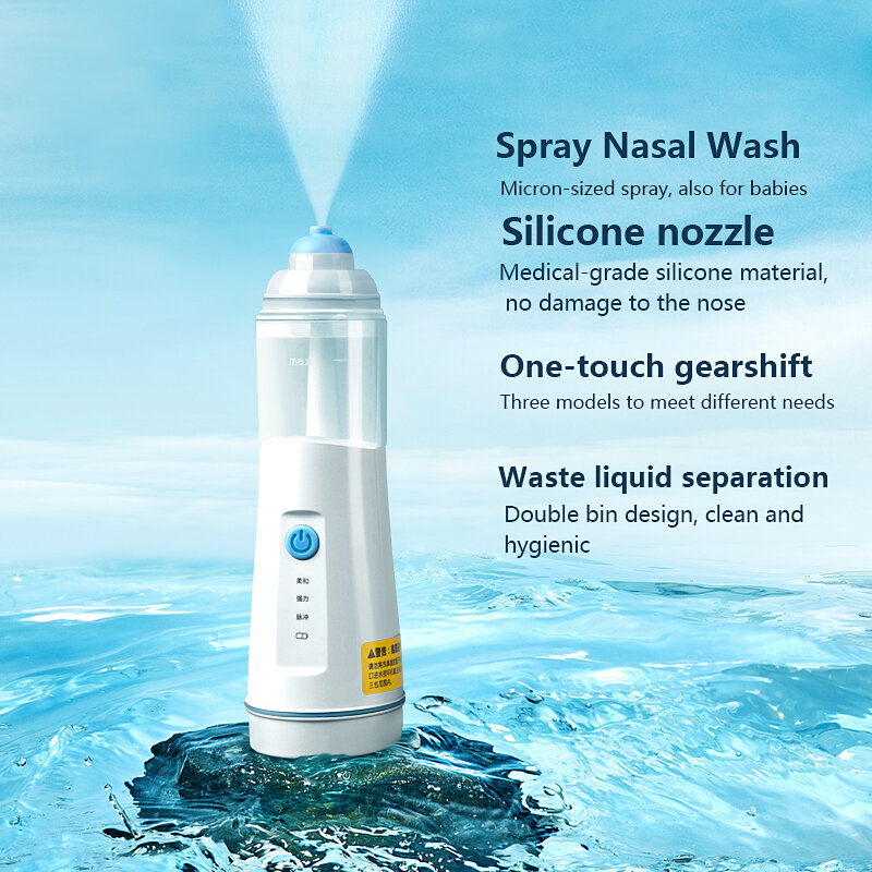 Spray Nasal Rechargeable Washer Silicone Nozzle Nose Irrigation Machine Rinse Bottle for Children Baby Adult Rhinitis Treatment