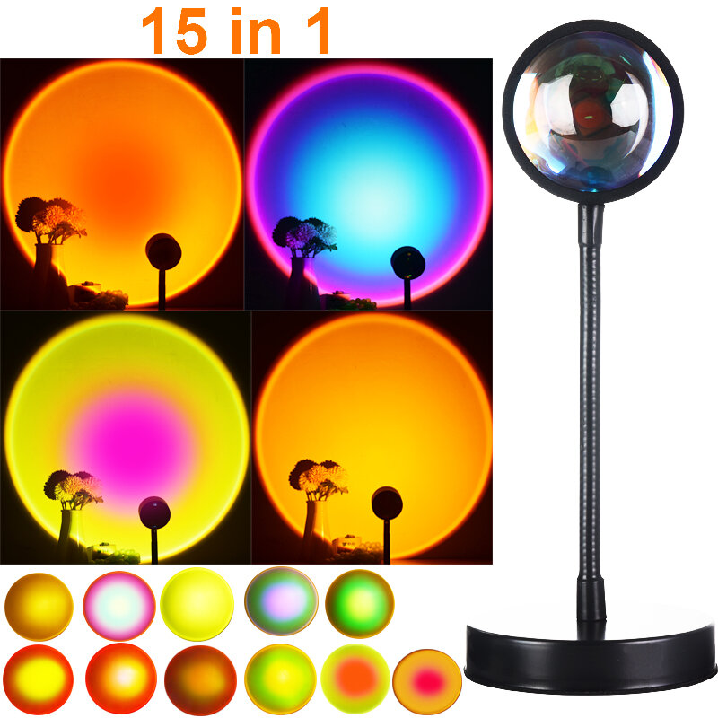 15 in 1  Sunset Light Projector Table Lamp for Living Room,Bar, Bedroom Home Decoration,Meditation,Photographic