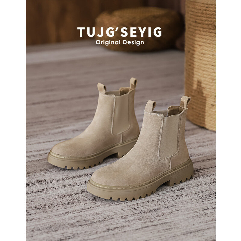 2023 new Marton boots women's ankle boots nubuck women's British style Chelsea ankle boots slip-on autumn and winter boots
