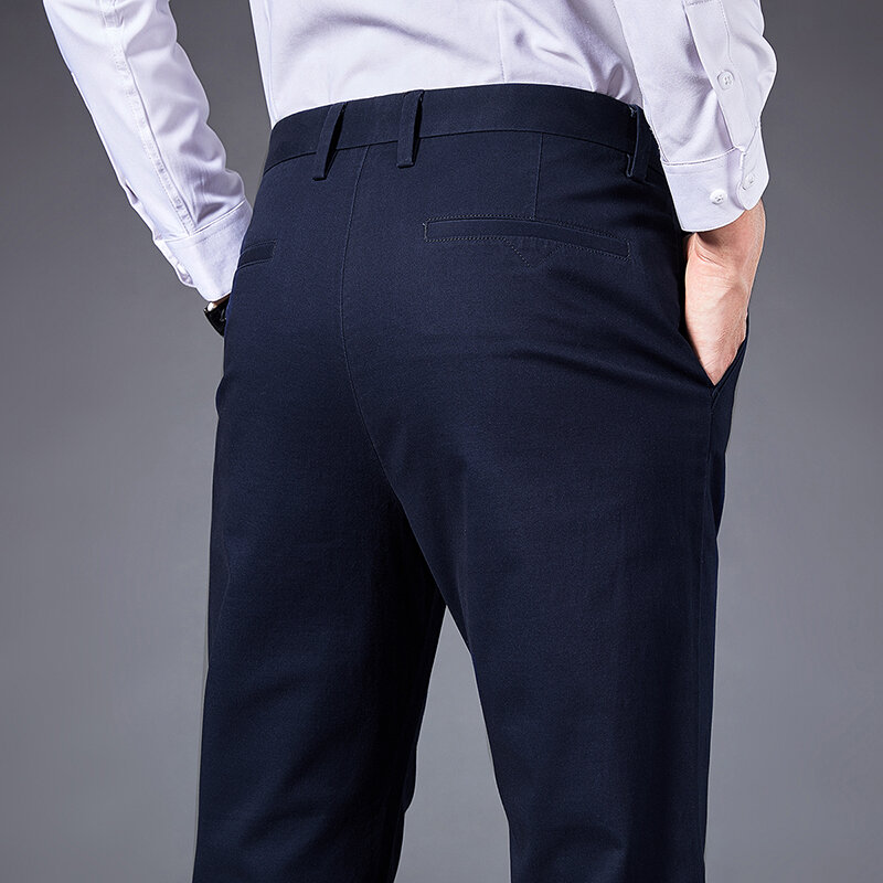 Letnie spodnie dorywczo koreański biznes bawełna Slim Feel oprzyrządowanie Trend spodnie męskie spodnie