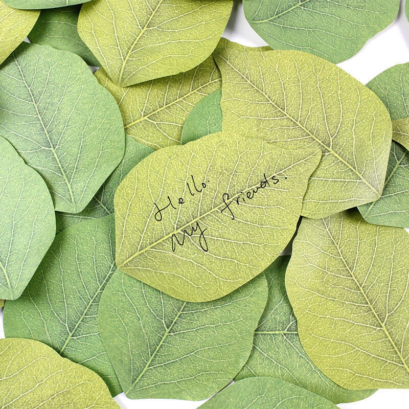 녹색 잎 모양 사무 용품 메모 패드 스티커 메모 종이 스티커 패드 잎 스티커 메모