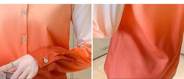 Chemise à manches longues en mousseline de soie pour femmes, nouvelle collection, dégradé, teint, mode, imprimé, 504D, 2022