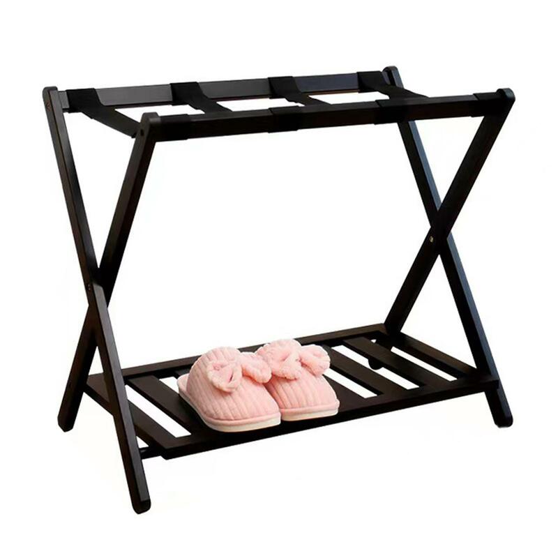 Luggage Rack with Shelf Folding Casual Travel Suitcase Storage Holder Hotel Luggage Rack Travel Bag Holder for Guest Room Travel