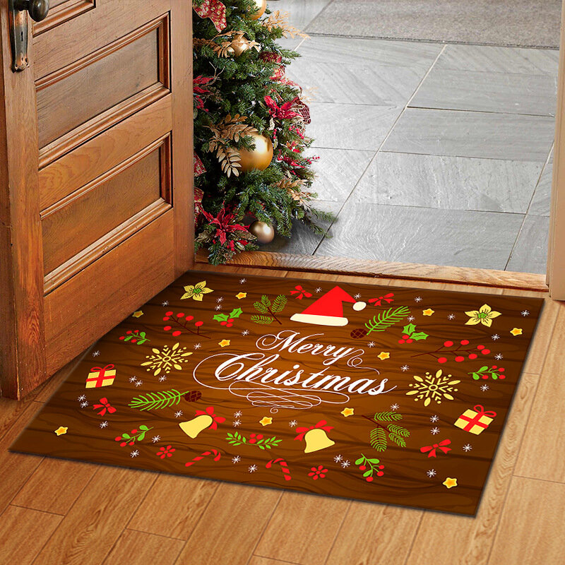 Door Mat Christmas Eve Decorative Bathroom Living Room Bedroom Fashion Fast Drying Waterproof Red Floor Mat