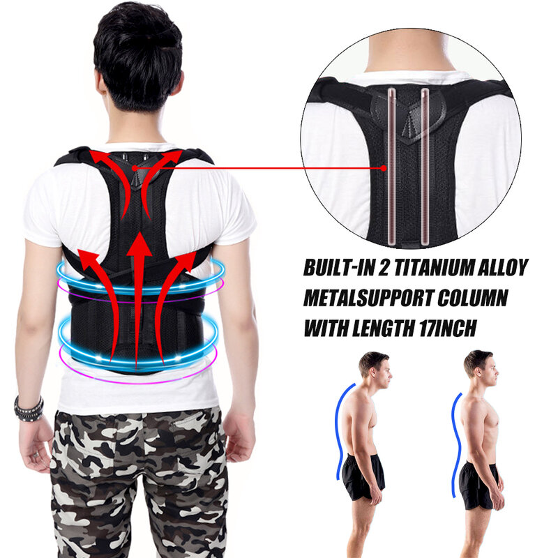 Upgraded thickened Posture Corrector Back Posture Brace Clavicle Support Stop Slouching&Hunching Adjustable Back Trainer Unisex
