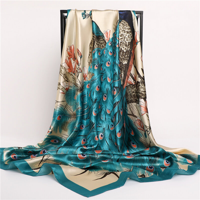 Fashion Print Shawl Hoofdband Sjaal Voor Vrouwen Hijab Moslim Hoofd Wrap Tulband Bandana Dames Satijn Zijde Vierkante Sjaals Foulard 2022