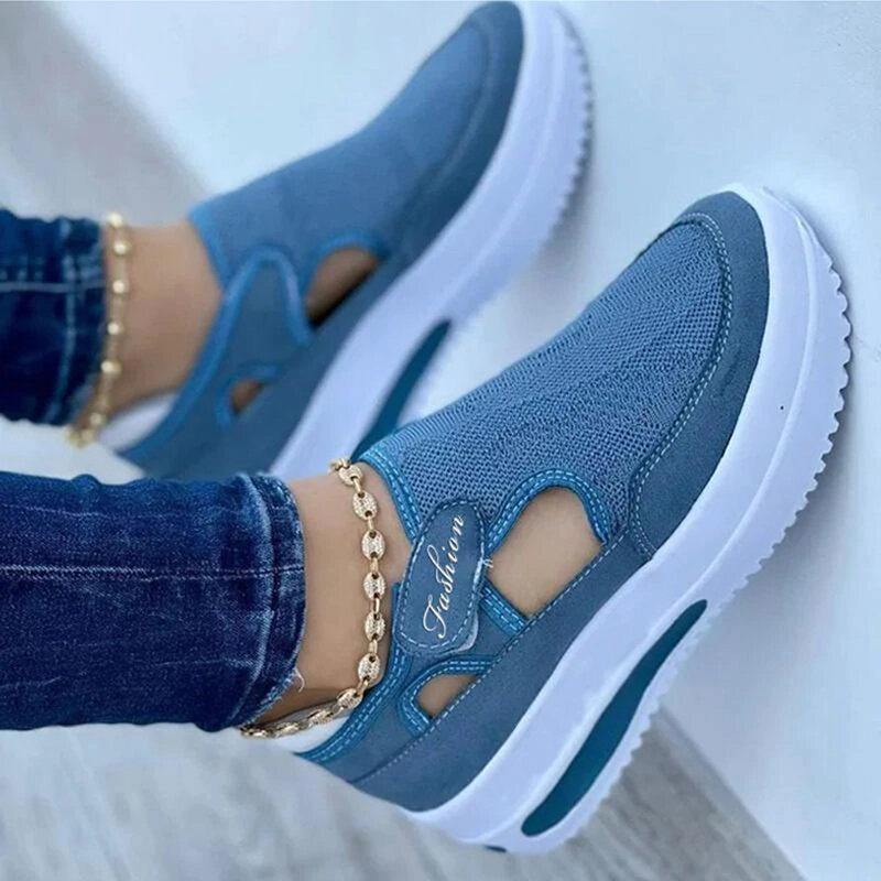 Breathable Mesh Wedge Women 2022 Summer New Platform Sneakers Casual Shoes Size 43 Non slip Woman Vulcanize Shoes