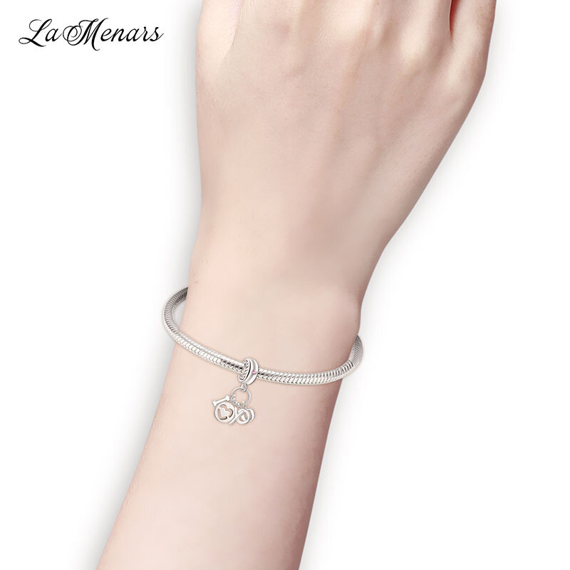 La Menars 925 Perak Murni Jimat Menjuntai Liontin Wanita untuk Gelang Diy Membuat Aku Mencintaimu Manik-manik Hadiah Perhiasan Bagus
