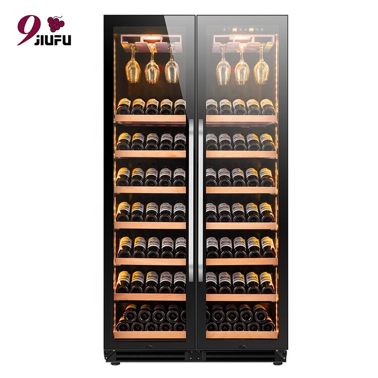 Nuovo Design vino frigorifero porta in vetro bevande cantina doppia zona Freestnding Wine Cooler