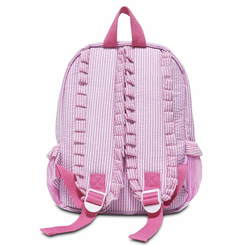 2022 Personalized Baby Ruffle Seersucker Backpacks Pink/Purple Ruched Kids Backpack Light Soft For School Bags Travel Weekend