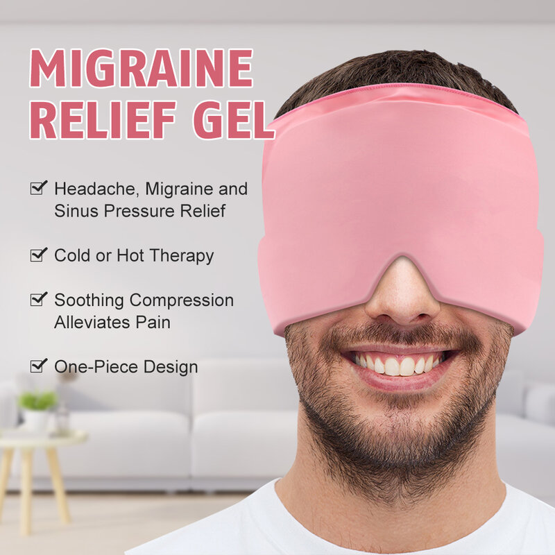Gel quente frio terapia dor de cabeça dor de cabeça alívio da enxaqueca tampão de gelo para aliviar a dor envoltório gelo pacote de terapia fria chapéu de gelo máscara de olho