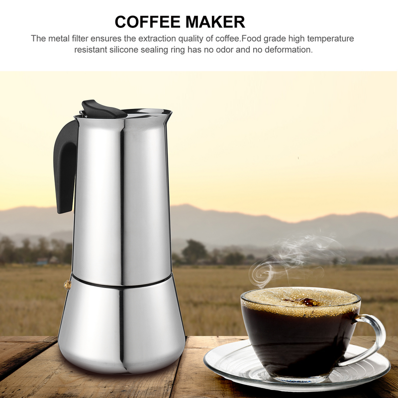 1 Pc Stainless Steel Coffee Pot Espresso Coffee Maker for 12 People (Silver)
