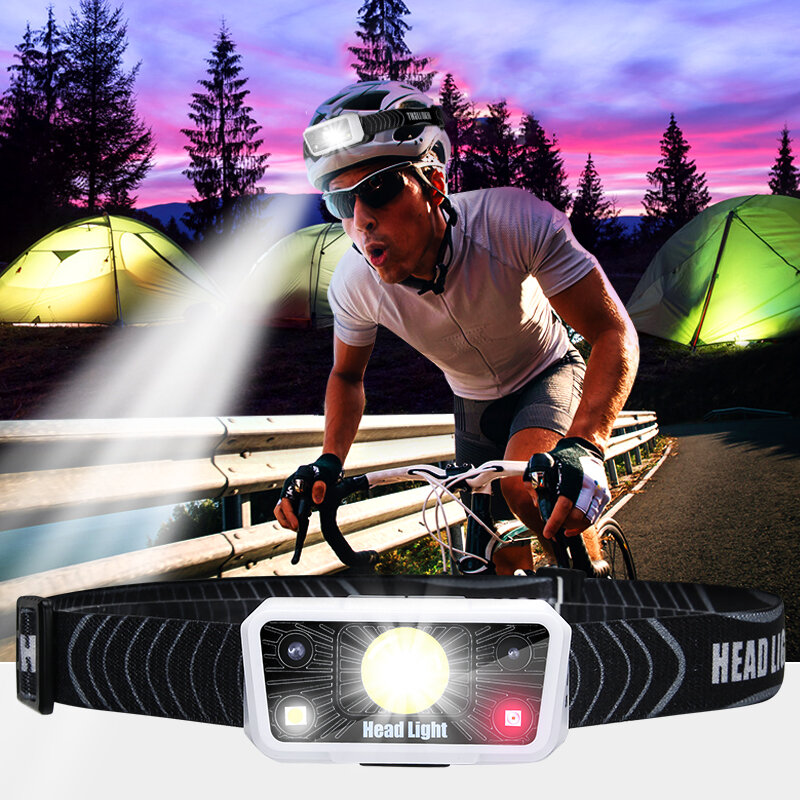 New Led headlamp Intelligent Induction Strong durable Super bright night Fishing camping Head-Mounted Dual torch Sourceheadlight