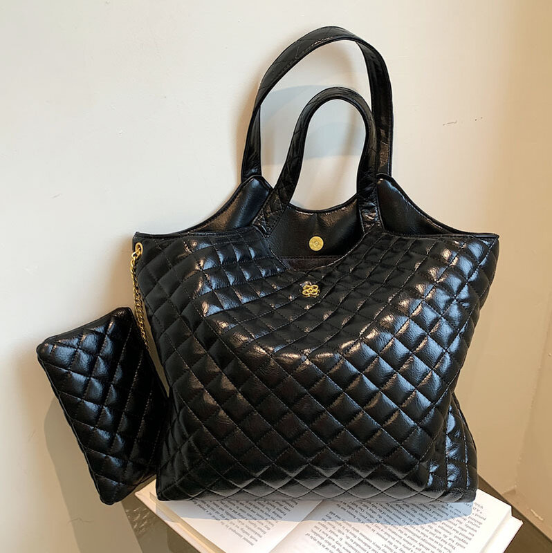 Большая черная сумка-тоут с большим объемом и стильными сумочками для женщин, Осень-зима 2022