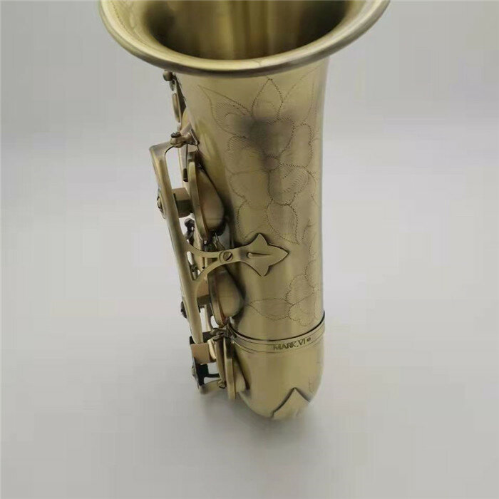 Alto grau de acabamento antigo eb e-flat saxofone alto sax escudo chave carve padrão woodwind instrumento com caso outros aeccessaries