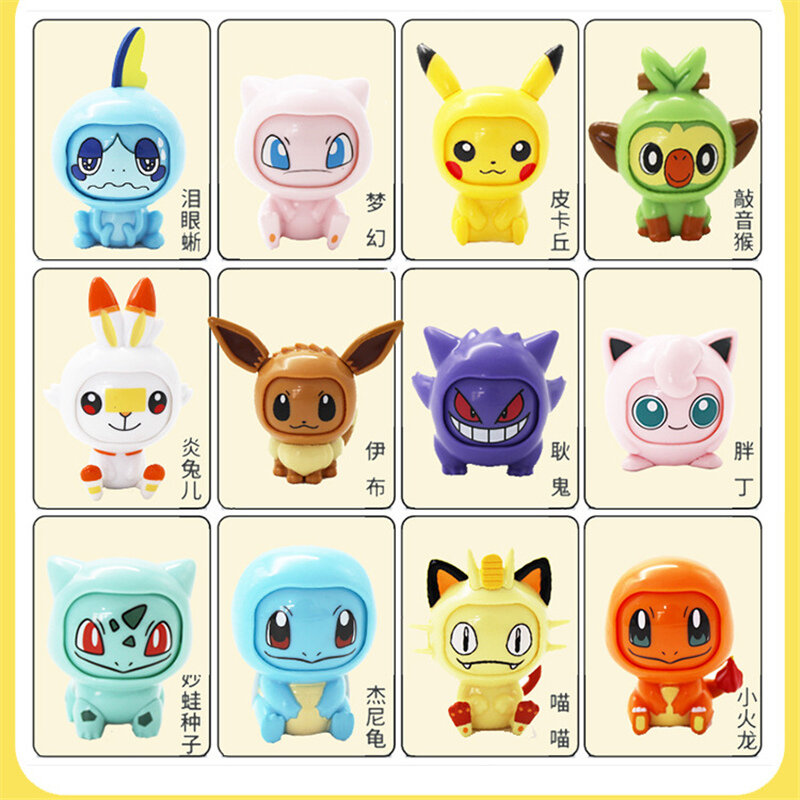 Pokemon Go Sobble Pikachu Gender Jigglypuff Meowth Eevee PVC Action Figures Face-change 4-8cm Figurine Model Toys