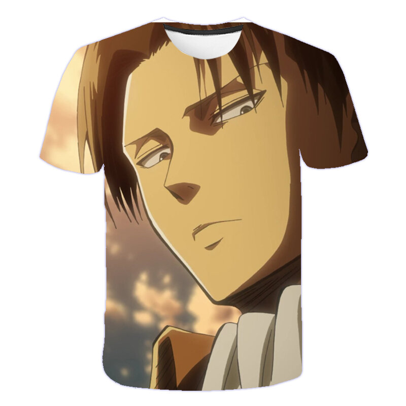 Camiseta de Anime Attack on Titan para niños y niñas, camisa de poliéster con estampado 3d de Levi 3-19 años, con encanto, 2022