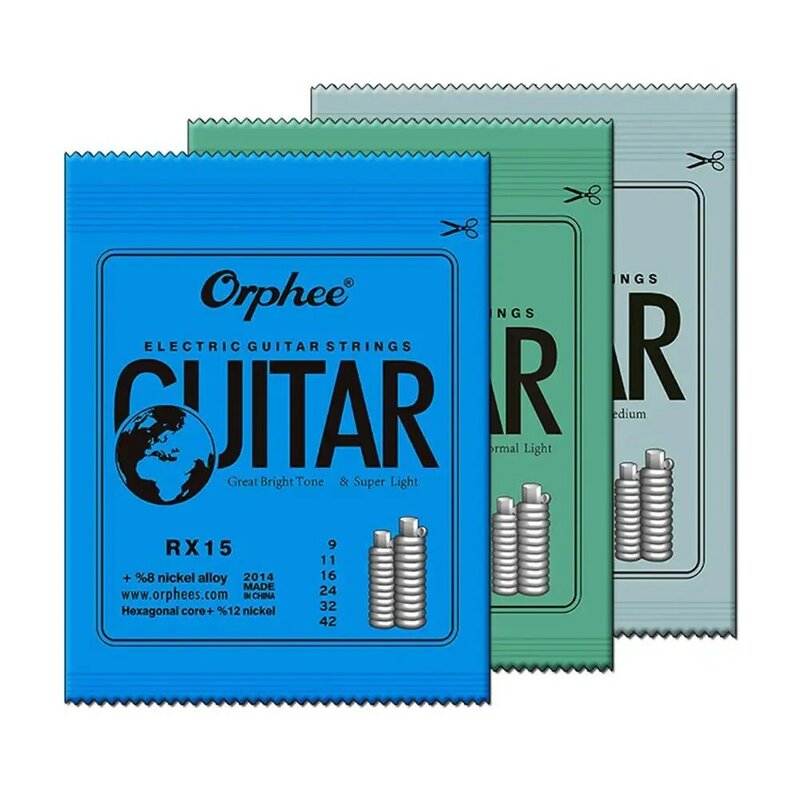 6Pcs Guitar Strings Metal Pickups Tremolo RX15/RX17/RX19 Practiced Electric Guitar Strings Lightweight Hexagonal Carbon Steel
