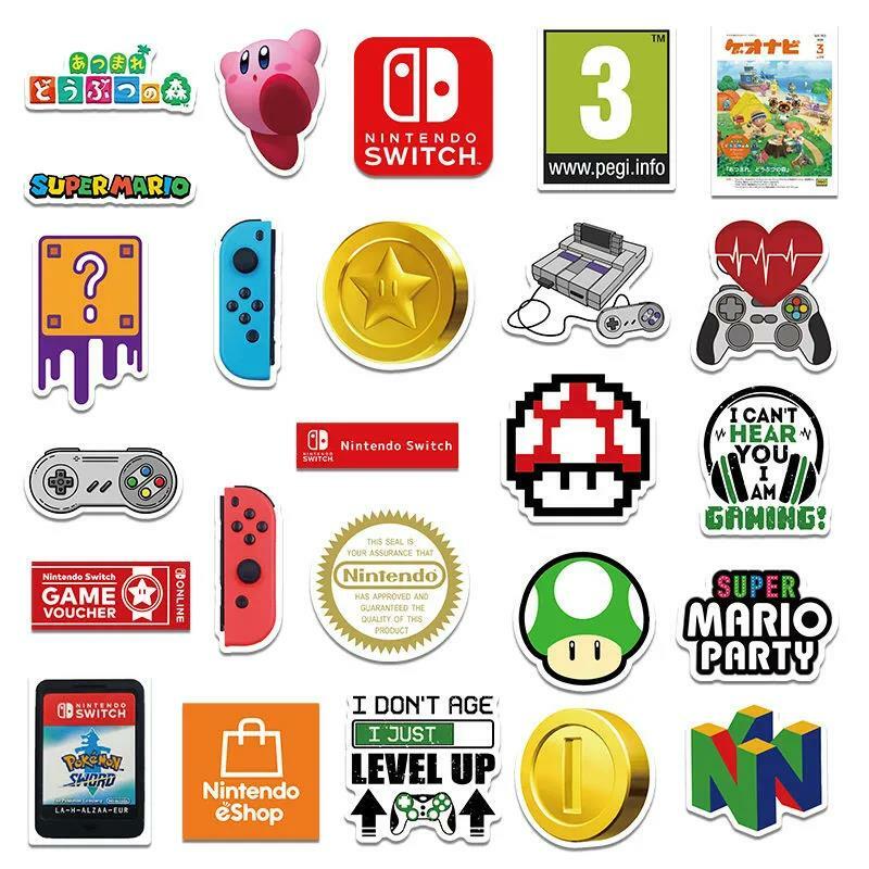 50Pcs Switch Nintendo Game NS Console Stickers INS Laptop DIY Decorative Decals Waterproof Stickers